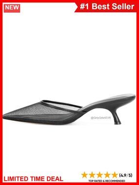 Pointed Toe Mesh Kitten Heel Slingback Mules for Women